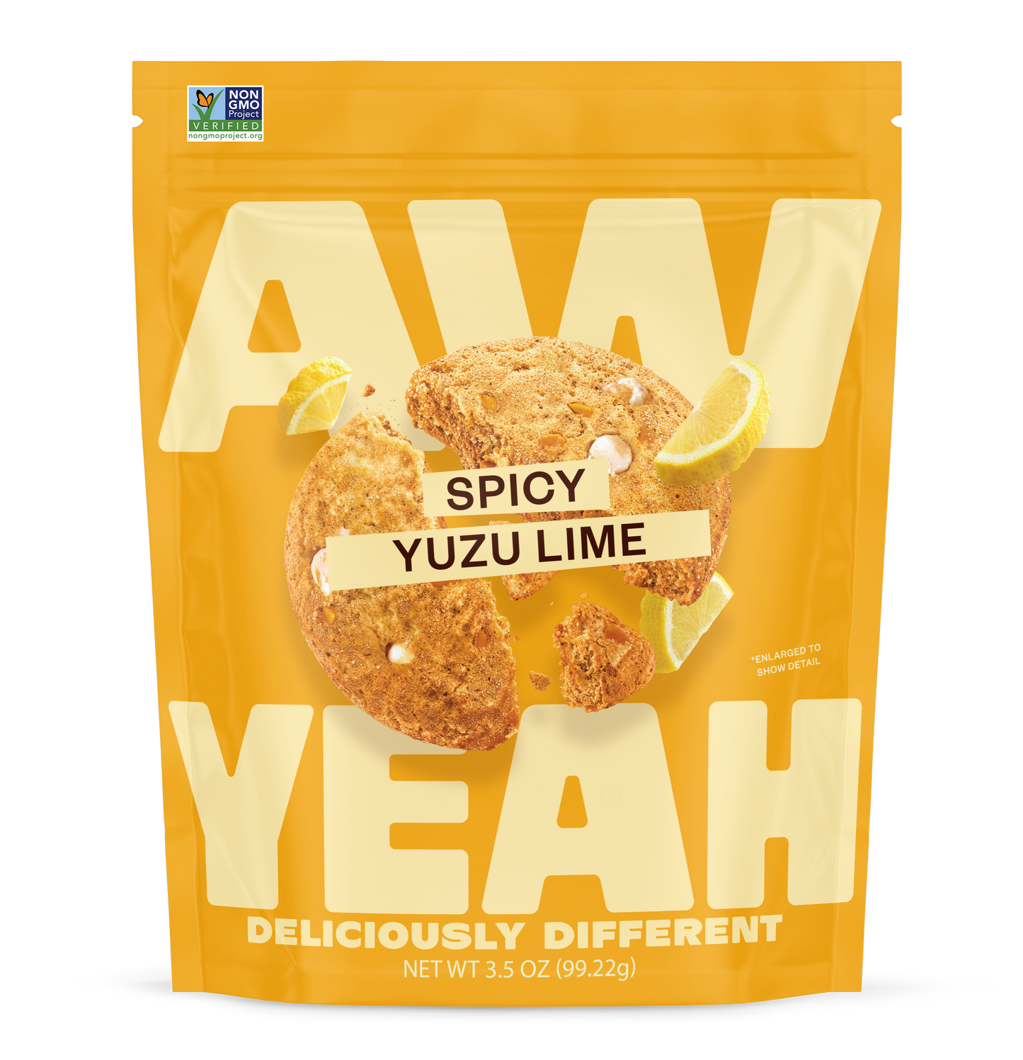 package of aw yeah spicy yuzu lime sweet and spicy cookies gluten free non GMO and dairy free cookies