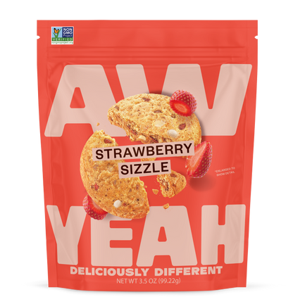 package of aw yeah strawberry sizzle sweet and spicy cookies gluten free non GMO and  dairy free cookies 
