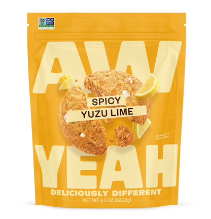 package of aw yeah spicy yuzu lime sweet and spicy cookies gluten free non GMO and  dairy free cookies