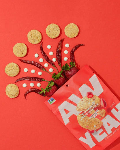 Aw Yeah dairy free gluten free cookies sweet and spicy strawberry sizzle package with flavor explosion