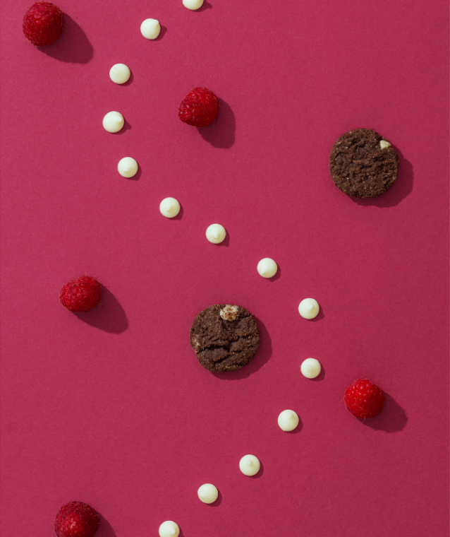 gluten free dairy free aw yeah midnight raspberry flavor pattern with white chocolate and raspberries